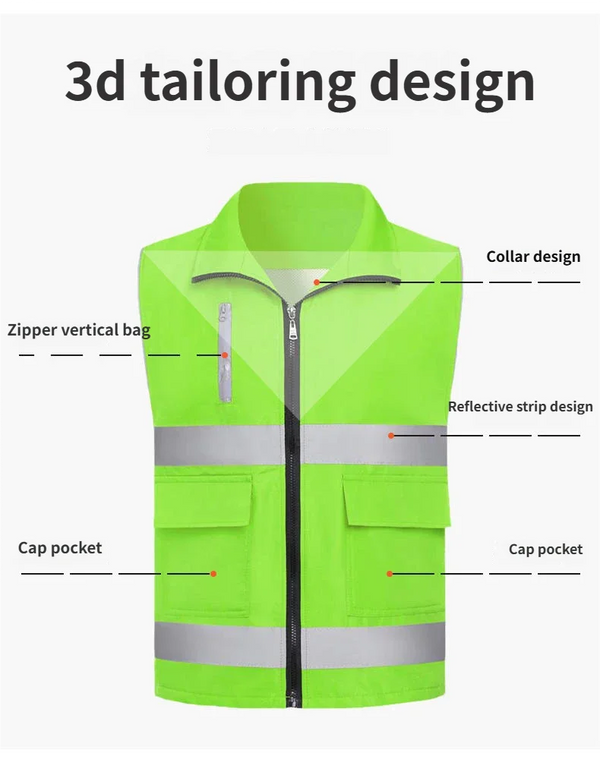 Composite Double-Layer Mesh Double-Waist Lightweight Lapel Vest 8 Bright-Colored Outdoor Work Vest Custom Logo