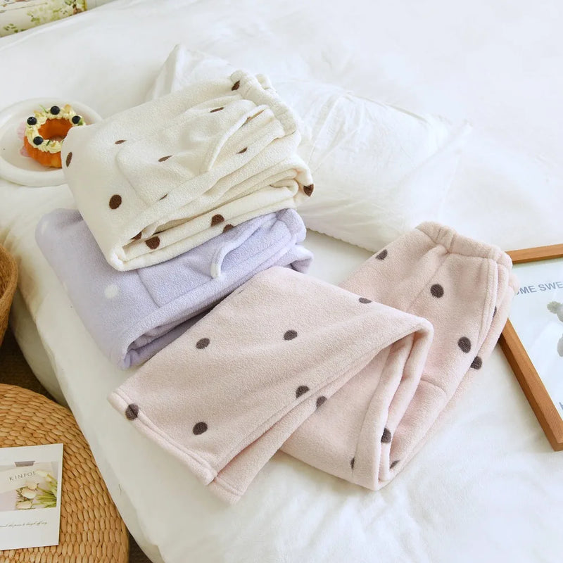 2026 New Pajama Pants for Women Autumn Winter Flannel Thick Warm Soft Sleeping Pants Casual Loose Sleepwear Trousers Home Wear