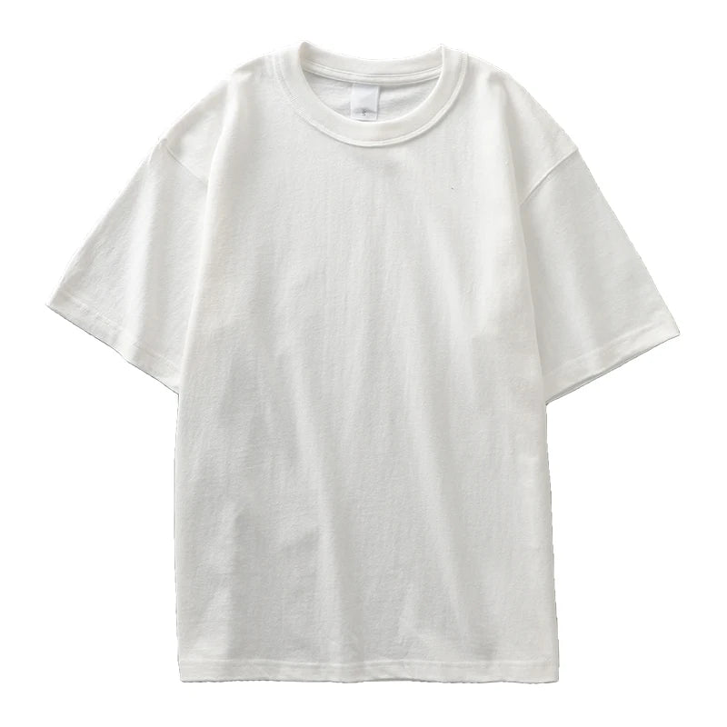 Dukeen 11.2oz Heavyweight 100% Cotton T-Shirt Men's Casual Solid Color Short-Sleeved White CrewNeck Thick Tops Unisex.