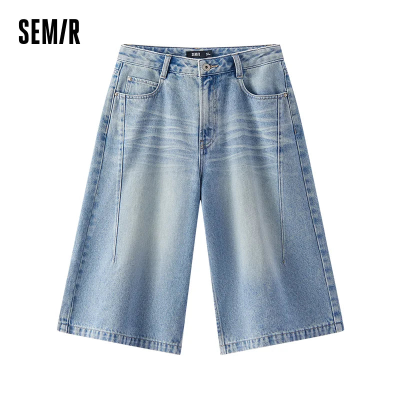 Semir Womens Denim Pants 2026 Loose Straight Knee Length Casual Style Fashion Soft Daily Wear