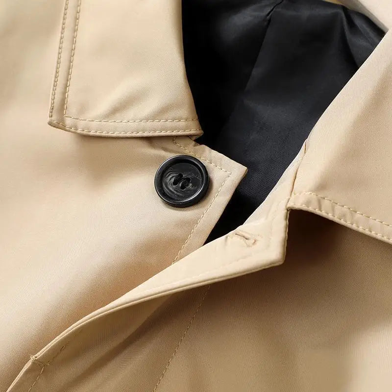 Men Mid - Length Trench Coat - Outdoor & Casual Business Style Water - Resistant Perfect  Autumn/Spring Business Men's Clothing