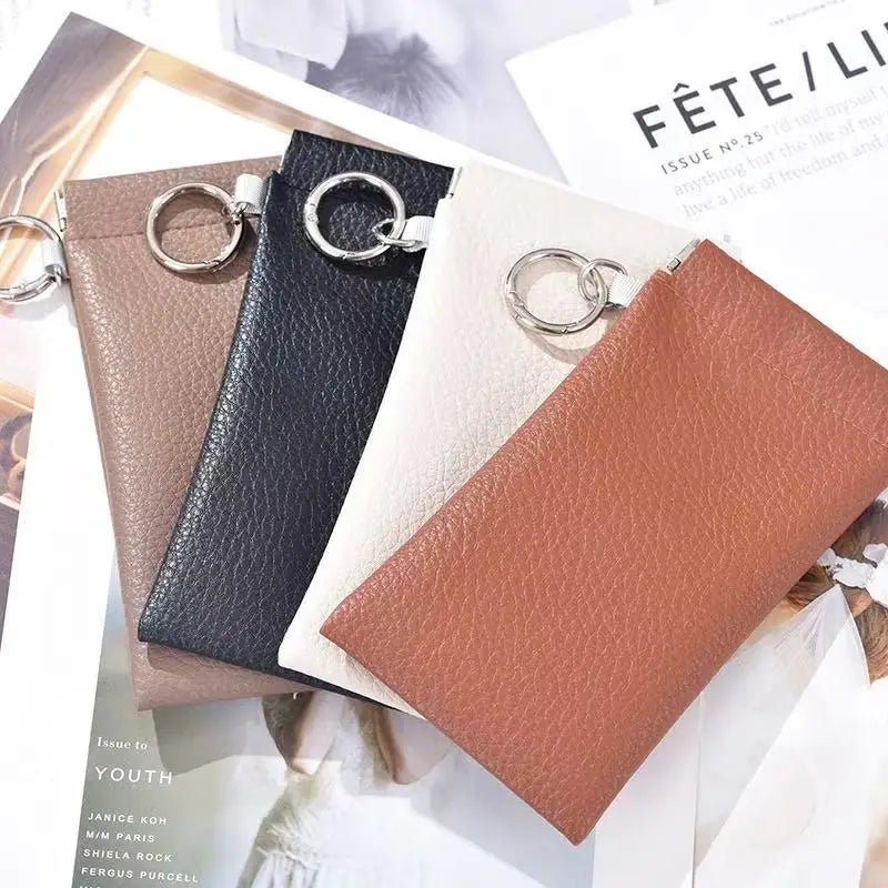 Self-Closing Soft Leather Glasses Case, Large-Capacity Glasses Storage Bag, Sunglasses Storage Bag, Long Wallet Glasses Bag