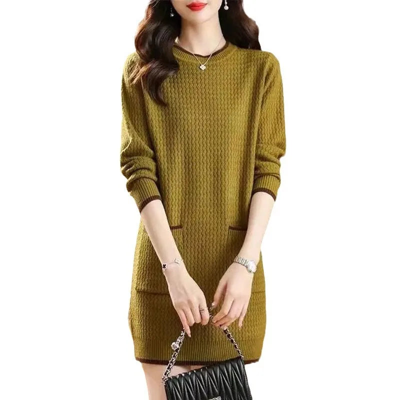 Pull Femmes Tendances New Short Sweater Dress Spring Autumn Bottom Wear Jumper For Women Knitwear Woolen Sweater Tops Female
