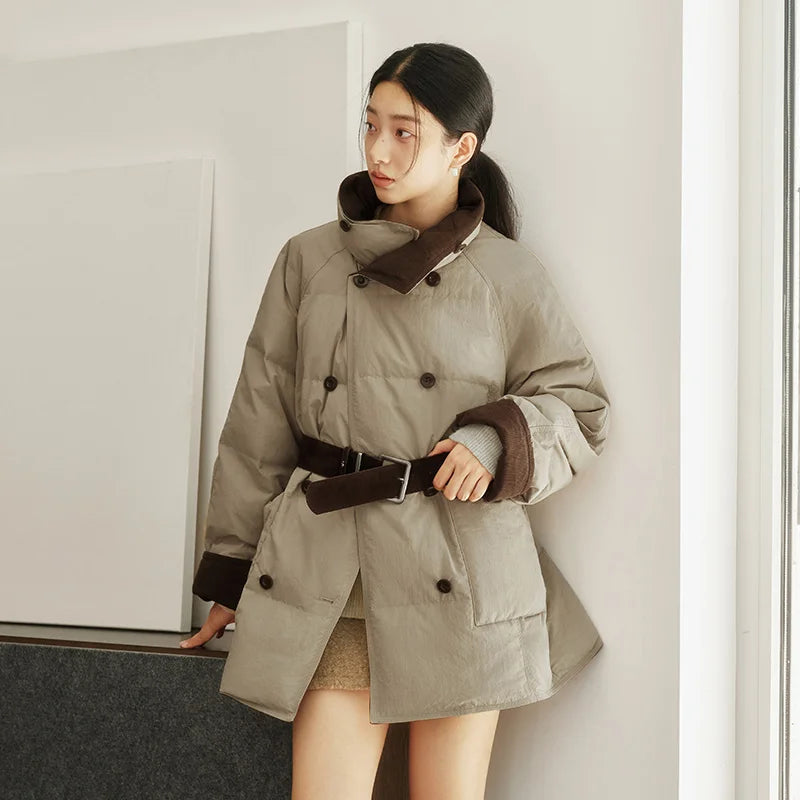 Semir Mid Length Down Coat Elegant Retro Style Women 2025 Winter Raglan Sleeve Thick Warm Daily Casual Fashion Outerwear