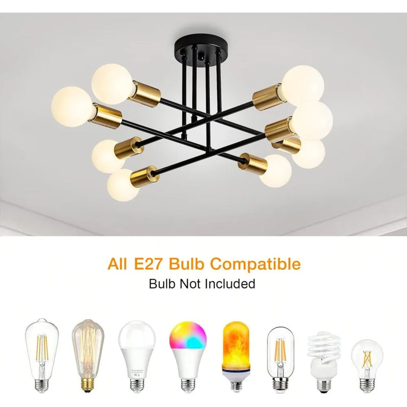JOYINLED Chandelier Industrial Style Ceiling Light Adjustable Shape E27 Modern Iron Vintag for Bedroom Hallway Kitchen