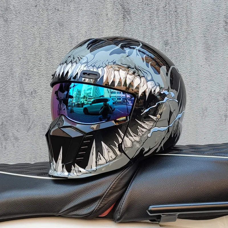 ORZ Motorcycle Helmets Full Face Open face Helmet 3/4 for Men Dual Visor with Internal Tinted Sunshield DOT Approved