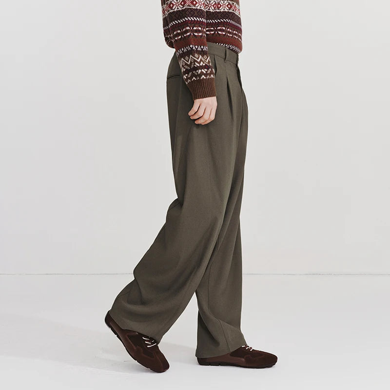 Semir Men Casual Pants 2026 Spring New High Waist Wide Leg Loose Drape Old Money Style Slimming Tall Pants