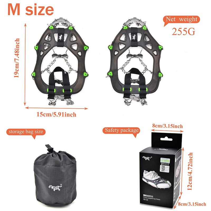 BRS 22 Teeth Snow Spikes Claws Grips Boots Cover Ice Gripper Outdoor Winter Hiking Climbing Crampons Cleats Chain Spike for Shoe