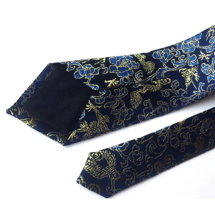 Men's Red Tie with A Chinese-style Design, Featuring A Jacquard Pattern of A Chinese Dragon; Available in Multiple Colors.