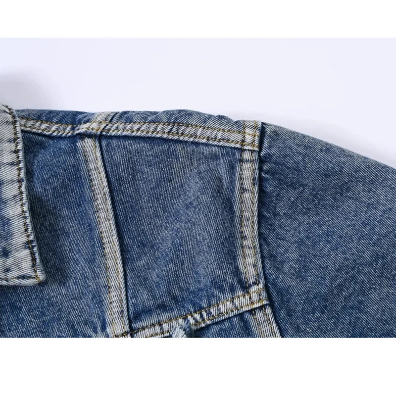 2026 New Women's Blue Denim Jacket, Single-breasted Lapel Long-sleeved Coat, Fashion Casual Female Tops