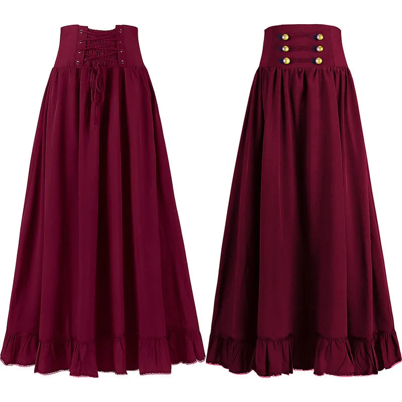 European and American Retro-Style Women's Red Fitted Midi Skirt—Perfect for Parties, Dancing, or Cosplay. 2026-2027
