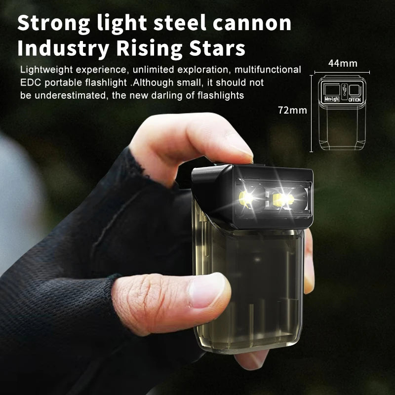 ពិល EDC ភ្លឺខ្លាំង បង្វិល 90° ពិលតូច 6 របៀបភ្លើង ភ្លើងក្លីបមួកការពារទឹក ជាមួយមេដែកបង្ហាញឌីជីថល