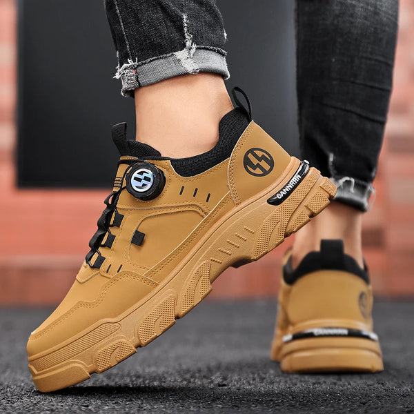 Men's boots autumn and winter rotating shoelaces fashion casual boots youth outdoor boots anti slip soft sole workwear boots