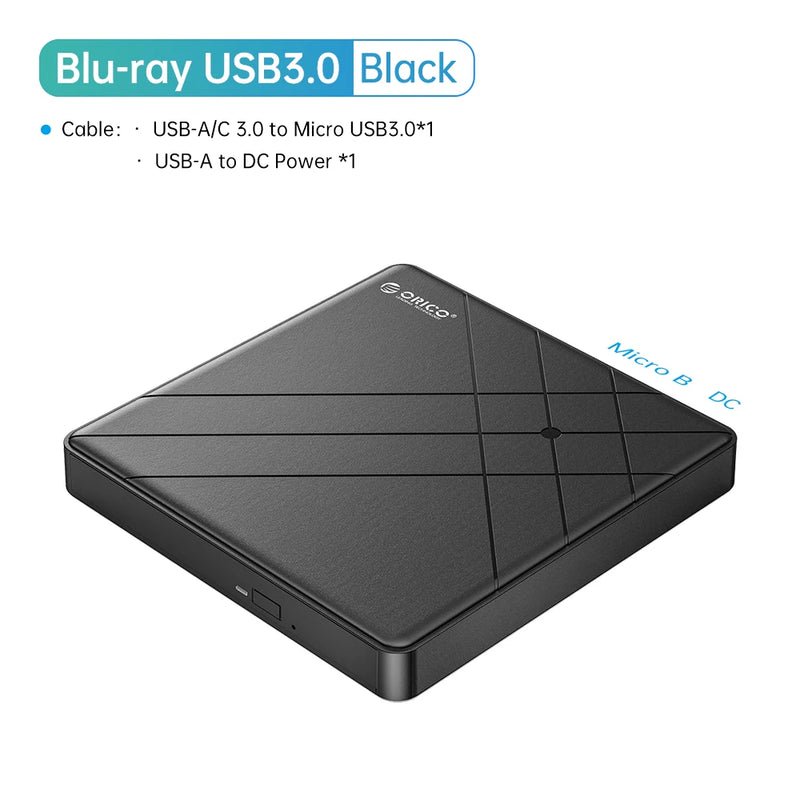 ORICO 100GB Blu-ray Portable BD CD Player CD-ROM Player CD Burner Writer Reader for PC Laptop Windows blu ray Player 4K