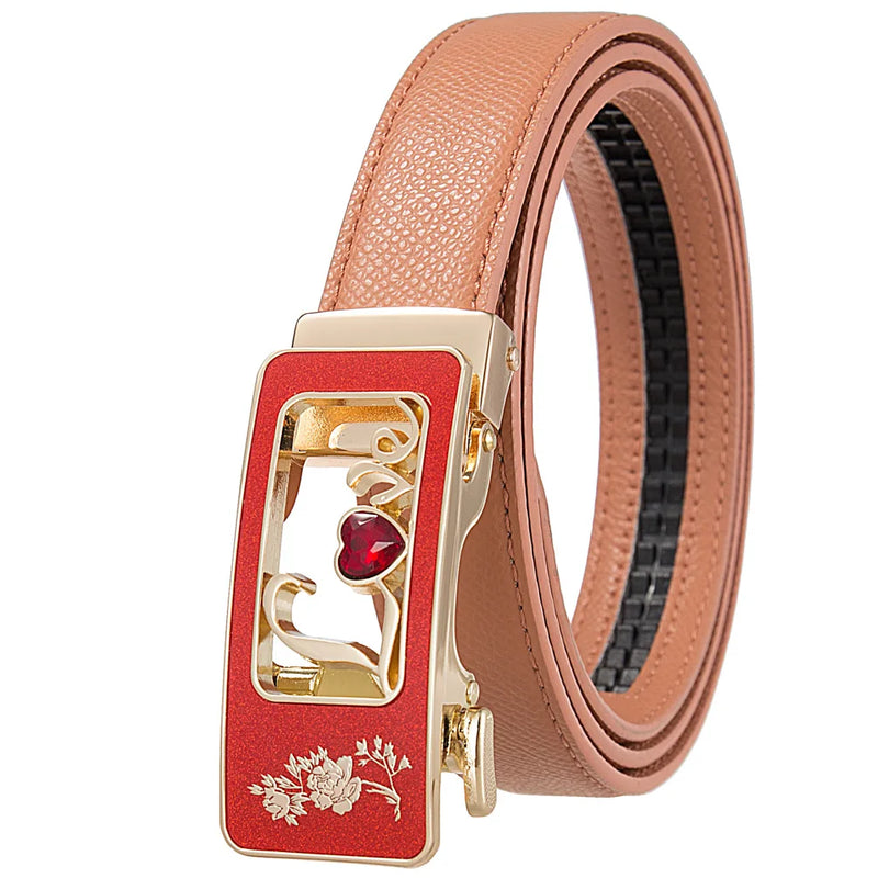 Women's Red Belt, Fashion Casual PU Belts, Purple Blue Gray Khaki Optional, 105cm Length