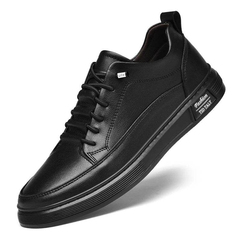 Autumn Spring Mens Leather Casual Shoes Men White Shoes Fashion Flat Shoes Big Size 46 47 Comfortable