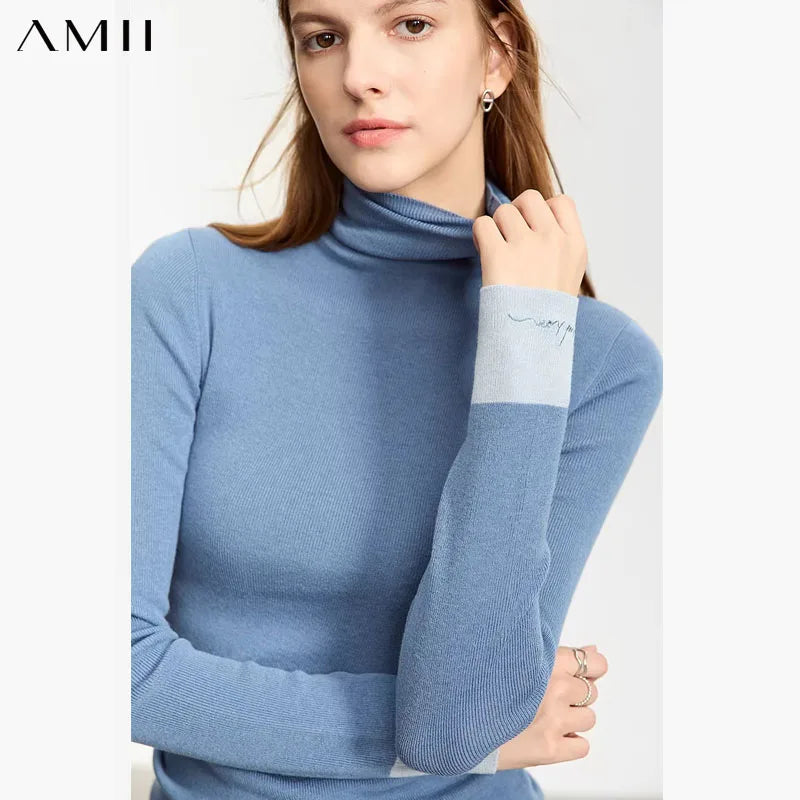អាវយឺតកមូល AMII Minimalist 2025 សម្រាប់នារី អាវយឺតស្តើង រដូវក្តៅ ដៃវែង លាយឡំជាមួយអាវក្រៅ 12323069