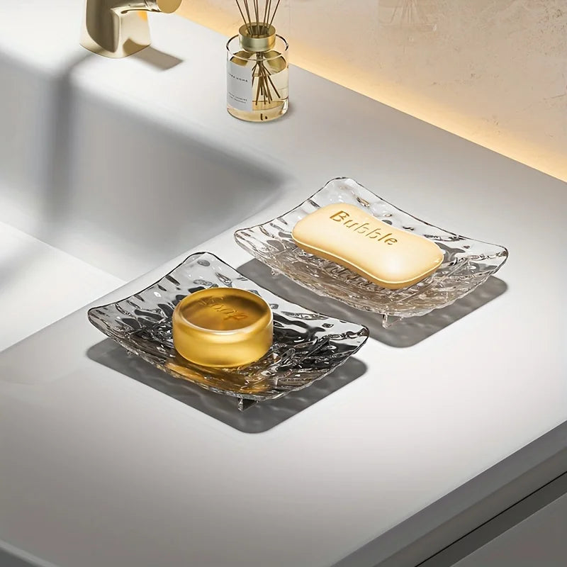 Glacier Pattern Self-Draining Soap Dish-Plastic Resin Bathroom Holder,Enhance bathroom decoration products，Decorative soap dish