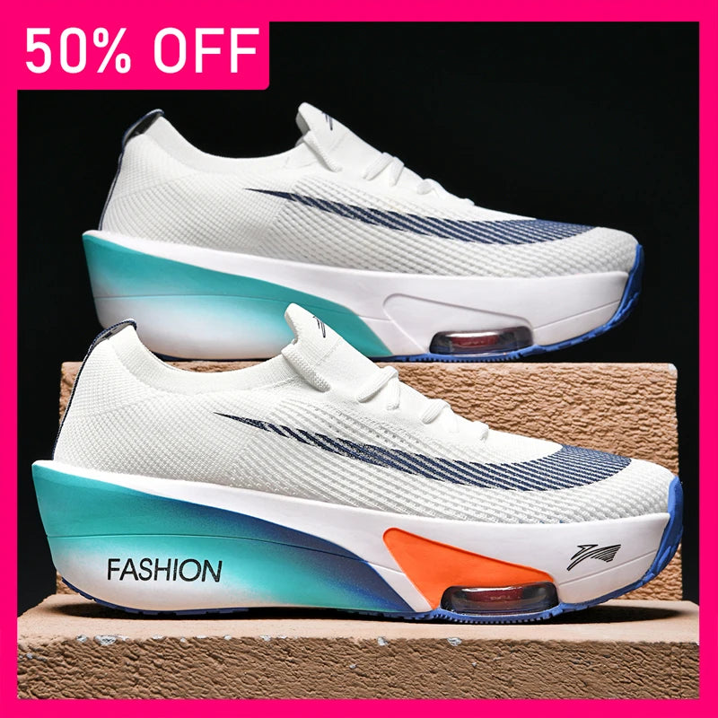 Unisex Sports Shoes Casual Light Mesh Breathe Fashion Lace Up Running Shoes 2026 New Flat Bottom Anti Slip Rebound Fitness Shoes