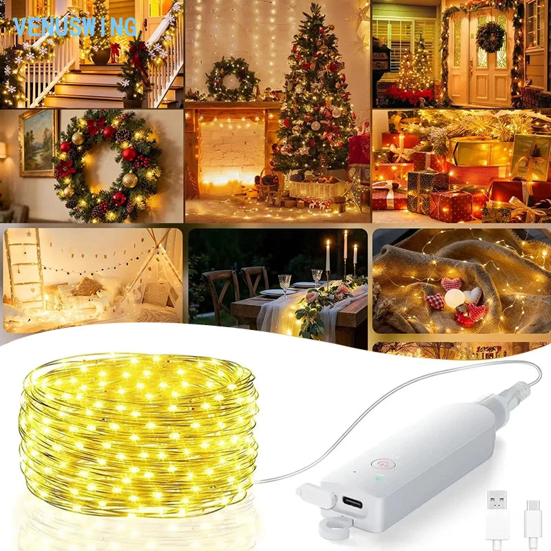 ចង្កៀងខ្សែ RGB ទំហំ 5M/20M អាចសាកបាន ភ្លើង LED ភ្លឹបភ្លែតៗ ភ្លើងពិធីជប់លៀង អាចលៃតម្រូវបាន សម្រាប់បន្ទប់គេង ពិធីជប់លៀងដើមឈើណូអែល