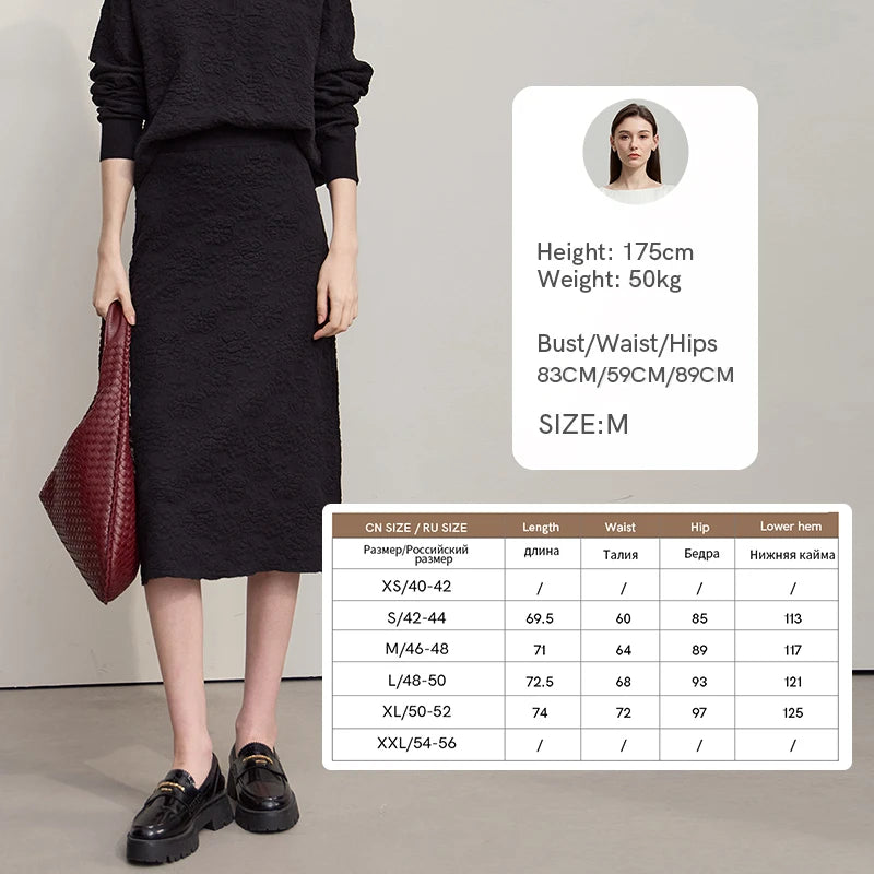 AMII Women's Skirt Medium And Long Jacquard Skirts For Women 2026 Autumn New Minimalist Solid Color Clothing Ladies 12543069