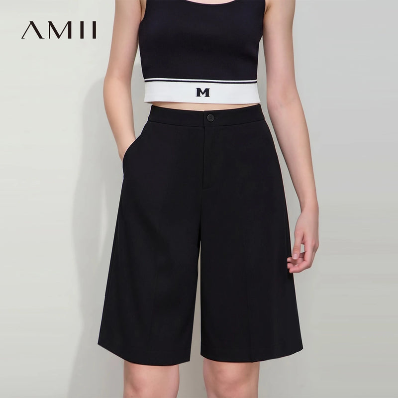 Amii Women's Shorts 2026 Summer New Professional Casual Mid-Length Straight Leg Pants Basic Versatile Women's Clothing 12622227
