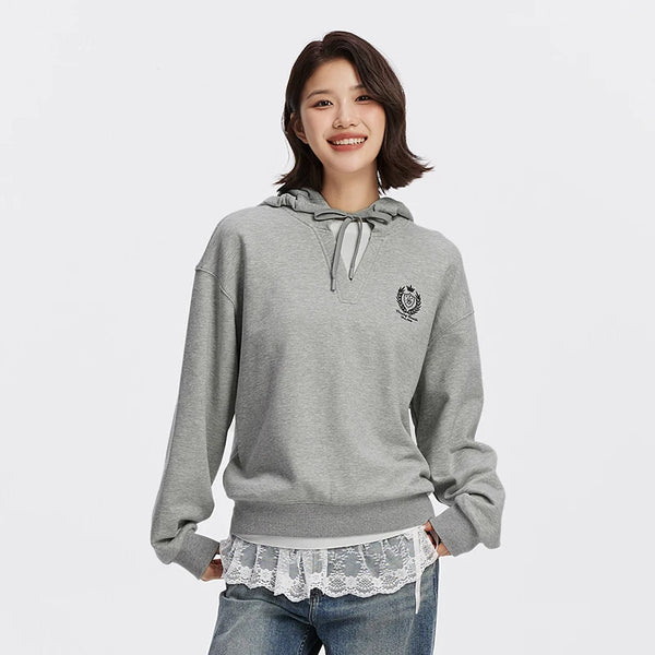 អាវយឺត Semir សម្រាប់នារី មានមួក ប៉ាក់លំនាំប៉ាក់ ទំហំធំ ធ្វើពីក្រណាត់សិប្បនិម្មិត ពីរដុំ រចនាបថសាលា រដូវស្លឹកឈើជ្រុះ ស្លៀកប្រចាំថ្ងៃ ឆ្នាំ២០២៦