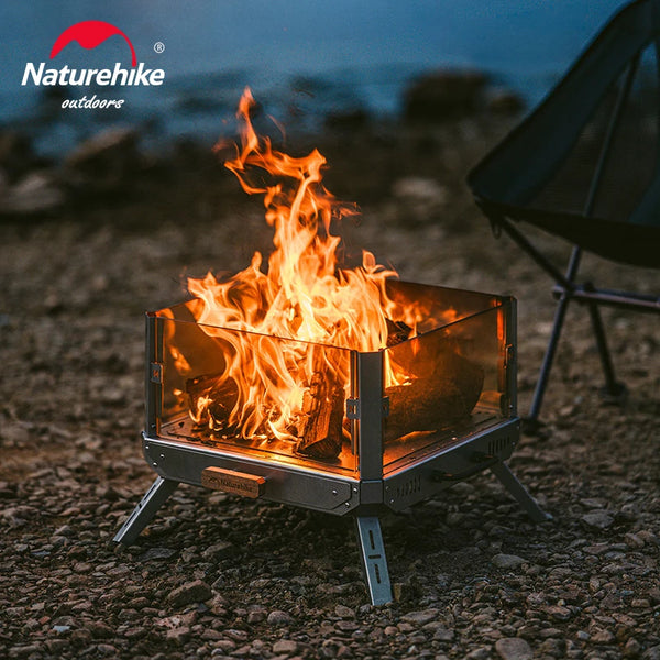 Naturehike មើលភ្លើងចង្ក្រានឈើសម្រាប់បោះតង់ ចង្ក្រានអុសចល័ត ចង្ក្រានការ៉េ ចង្ក្រានកំដៅភ្លើងក្រៅផ្ទះ ចង្ក្រានដុតឈើកញ្ចក់