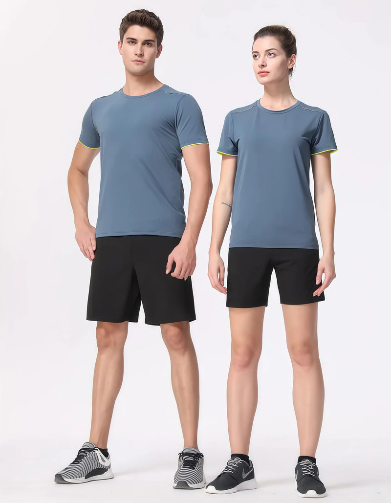 Summer Sports Safe Eye-Catching in Night Running 5XL 6XL Ice Silk Quick-Drying Round-Neck T-Shirt Cool Breathable Non-Sticky