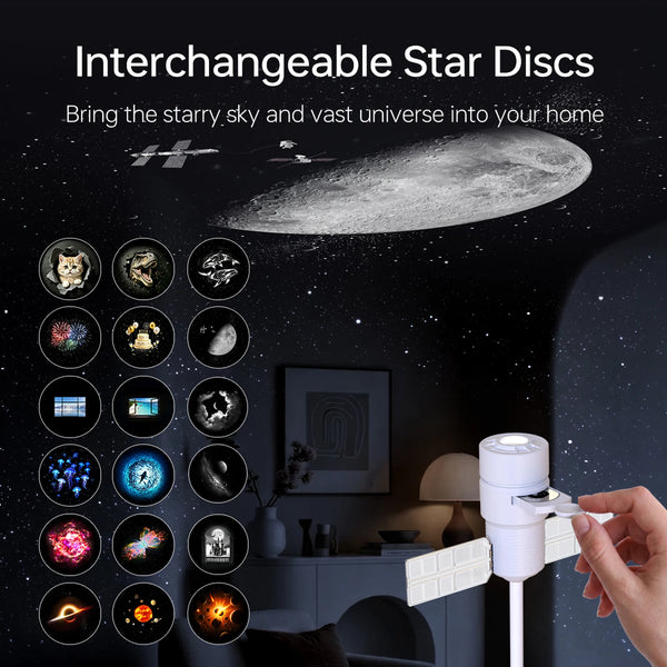 លំនាំ 3-25 USB Galaxy Projector ការបញ្ចាំងរូបភាពផ្កាយលើមេឃ 360 ដឺក្រេ ភ្លើងពេលយប់អាចលៃតម្រូវបានសម្រាប់បន្ទប់គេងកុមារ បន្ទប់តុបតែងចល័ត