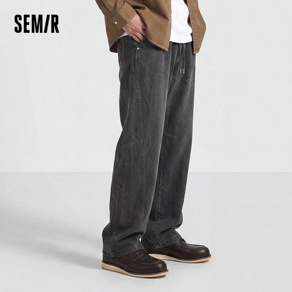 ខោបុរស Semir កប្បាសជើងកោងខ្សែចងចង្កេះយឺតរលុងស្ទីលធម្មតាខោរដូវស្លឹកឈើជ្រុះពាក់ប្រចាំថ្ងៃ 2026