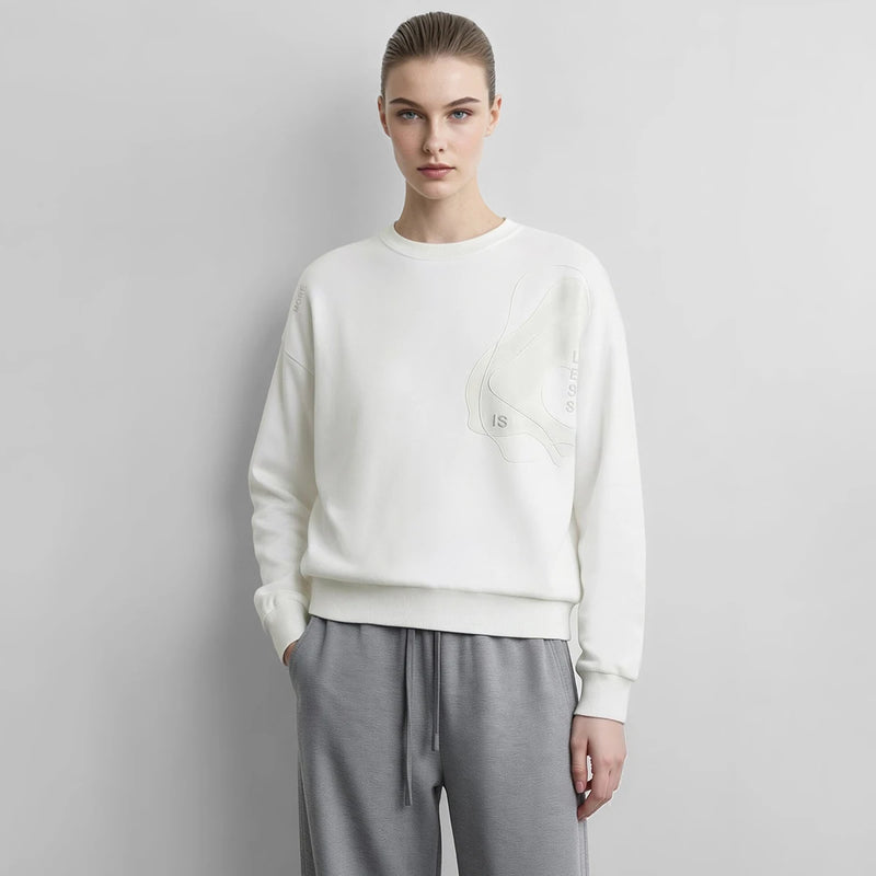 Amii Woman Sweatshirts 2026 Autumn New Crew Neck Drop Shoulder Long-sleeve Top Letter Embroidered Loose Casual Sweater 12623010
