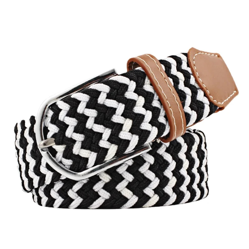 105cm Stretch Woven Belt, Unisex Canvas Belts Fashion Casual Student Belt Women Cinturon Male Waistband.