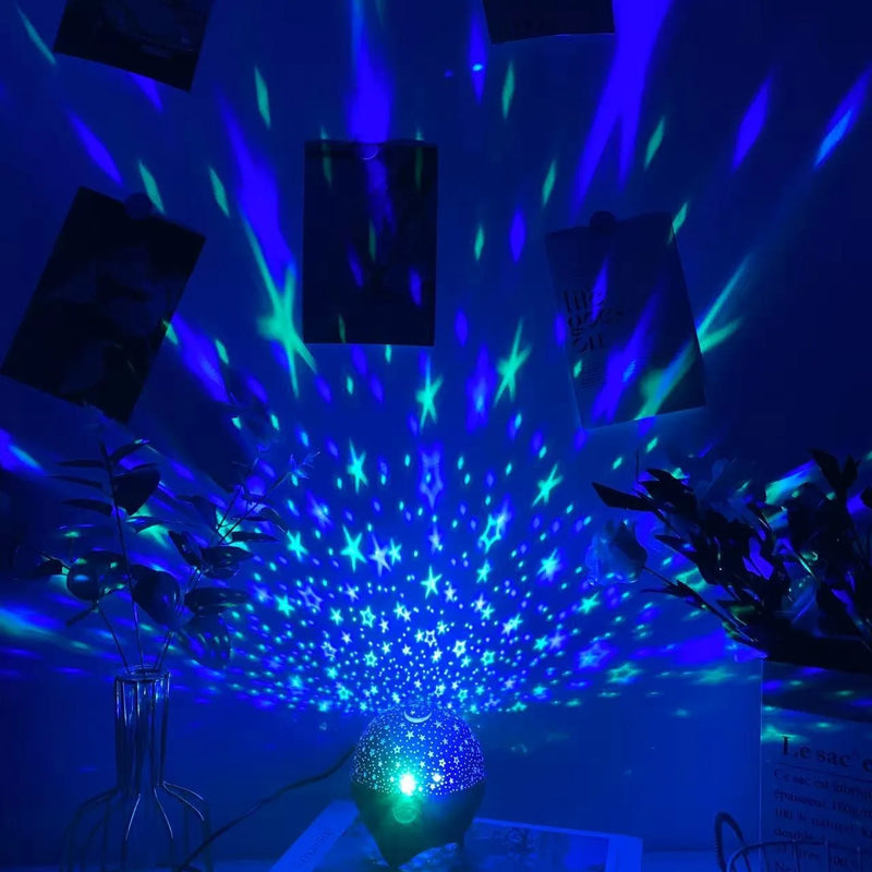 Star & Moon Projector Galaxy Projector Night Light Bedroom Party Star and Moon Wall Ceiling Decor Children's Gift Christmas Gift