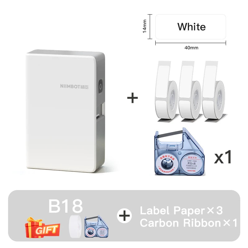 NIIMBOT N1/B18 Mini Portable Label Printer Thermal Transfer Pocket Label Maker With Long Life Ribbon And PET Stickers Gift