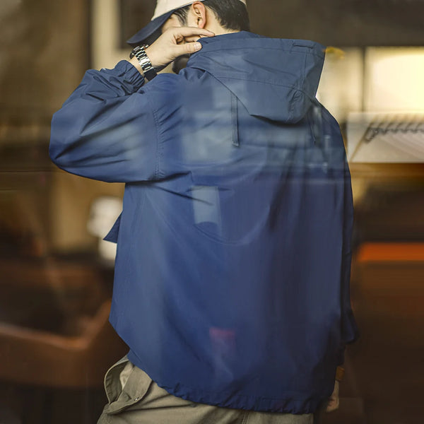 អាវក្រៅ Maden បុរស Vintage Deck Smock Hoodies អាវក្រៅការពារខ្យល់ អាវក្រៅរលុង មានហោប៉ៅធំៗ បោះពុម្ពលើសម្លៀកបំពាក់