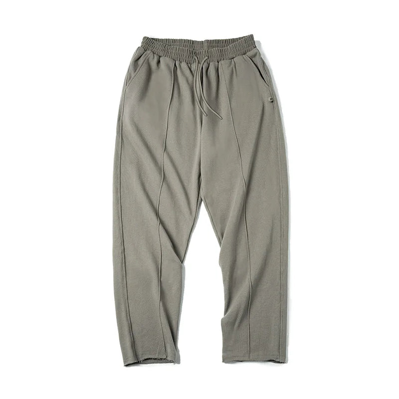 ខោ Maden Retro Tapered Three-Dimensional Cut Rolled Edge Knitted Pants Elastic Waist Casual Pants Spring and Autumn Men