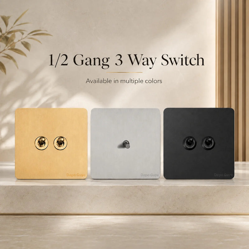 Retro Metal Wall Light Toggle 1 2 Gang 3 Way Switch EU FR Russia Vintage Brass Lever Stainless Steel Switch Panel For Home