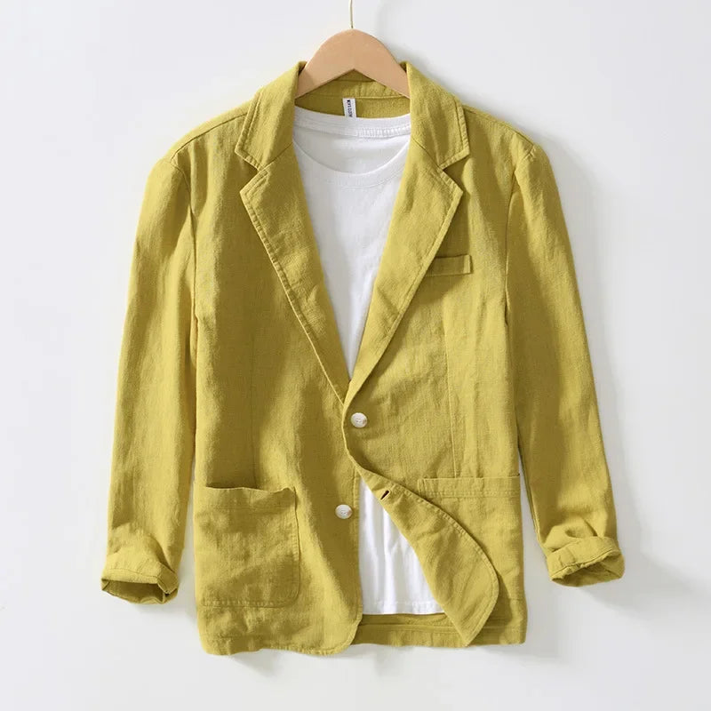 Men’s Lightweight Linen Blazer Jacket – Business Casual Single Breasted Coat Office, Daily, Travel, Party, Wedding Guest