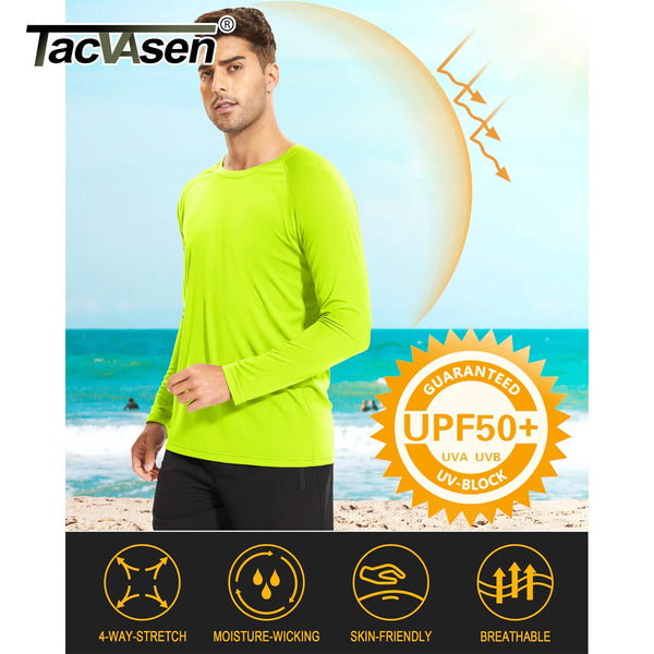 TACVASEN 4 Pack UPF 50+ Sun Protection T-shirts Men's Quick Dry Long Sleeve Athlectic T Shirts Performance Sports T-shirts Tee