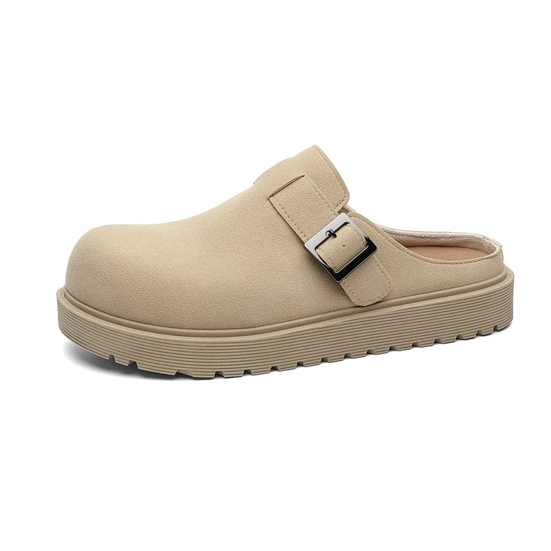 Men's slip on casual slippers summer anti-slip soft-sole breathable lightweight outdoor walking slippers fashion half slippers