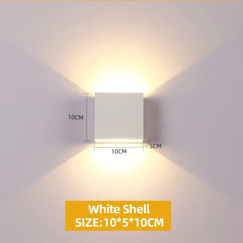 JOYINLED 6W White Square LED 2 Heads Wall Lamp Wall Sconces Waterproof for Outdoors Outside Garden Gallery Lighting Fixtures