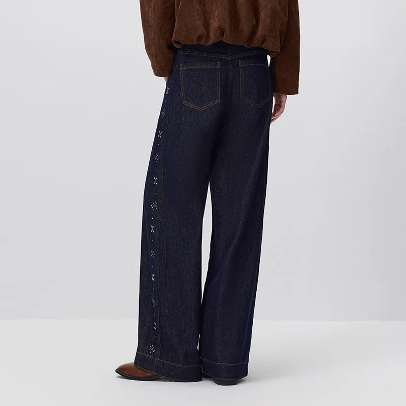 Semir Women Jeans 2026 Rhinestone Patchwork Wide Leg Loose 2026 Autumn Street Style Denim Pants Slim Look Fashion Bottoms
