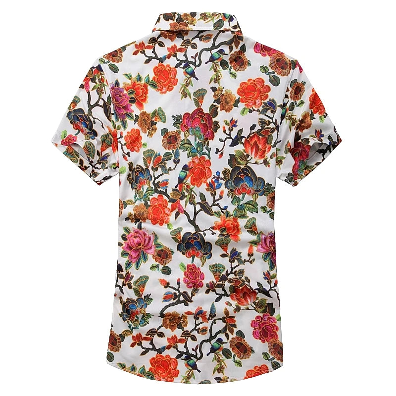 2026 New Men's Short Sleeve Shirt, Summer Printed Shirts, Single Breasted Lapel Shirt for Men Camisa M-7XL