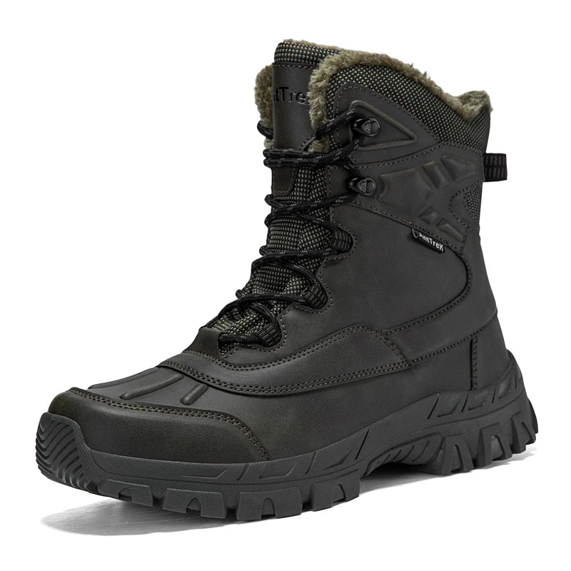 Men's warm plush combat boots winter new casual cotton boots outdoor jungle anti-slip high top light comfort snow training boots