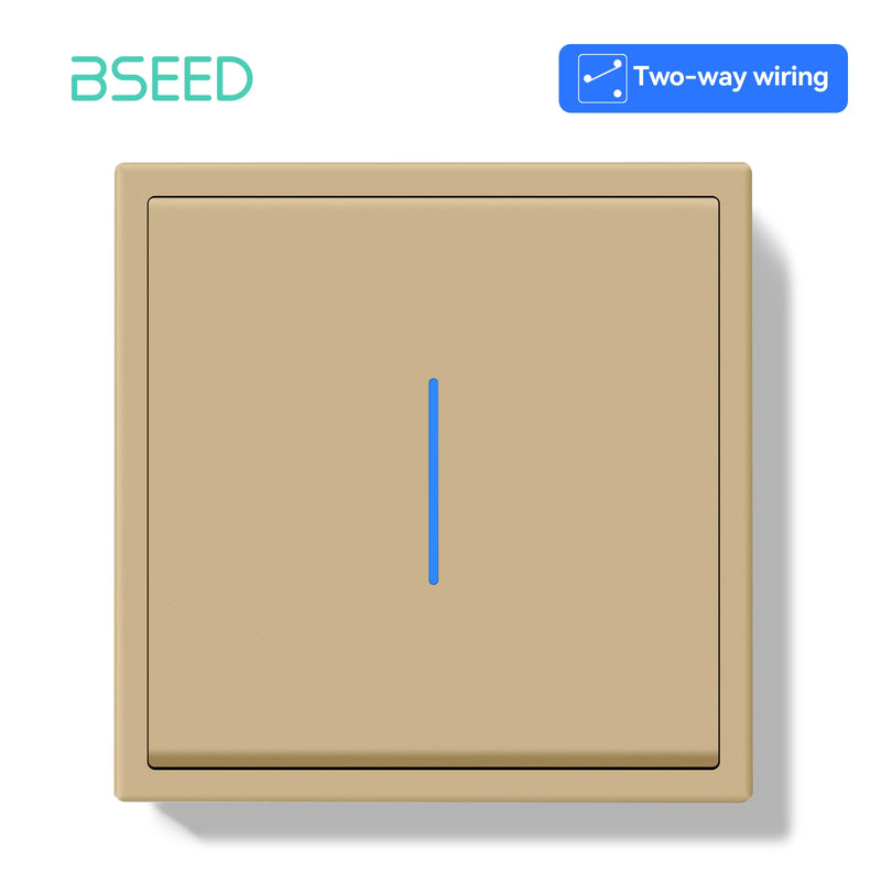 BSEED E Series 1/2/4/8 Packs 1Gang 2Way Button Light Switch Plastic Frame Wall Light Switch On Off For Stairs LED Backlight