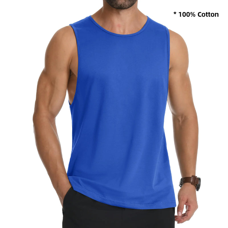 TACVASEN Cotton Fitness Wide-Armhole Muscle TANK TOPS Sleeveless T-shirts Mens Gym Workout Trainning Vests Casual Tee Shirt Tops