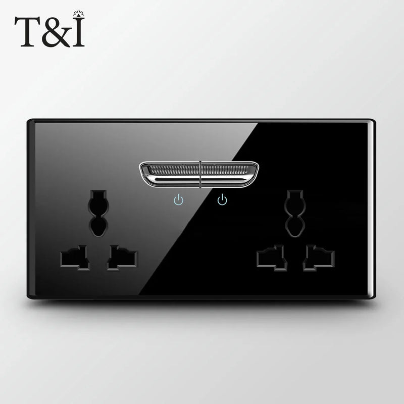 UK Crystal Tempered Glass Switch Panel LED Indicator 1/2/3/4 Gang/ 1/2 Way Self-reset  Button Light