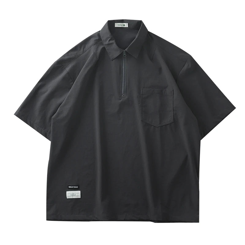 Dukeen Workwear Polo Shirt Men Short-Sleeved T-Shirt Summer Vintage Pocket Golf Shirt Quick-Drying Ice Silk Men's Clothing