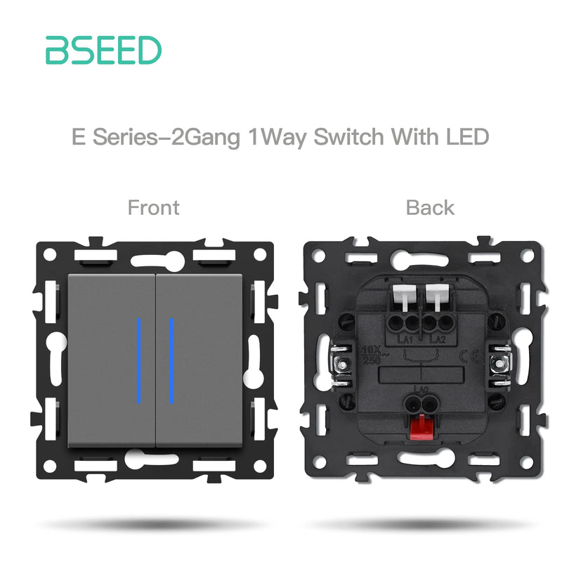 BSEED 1/2Gang Wall Light Switch With LED 65W EU Socket Module Part ST TV Internet Socket Part Glass Frame Free Comnbination
